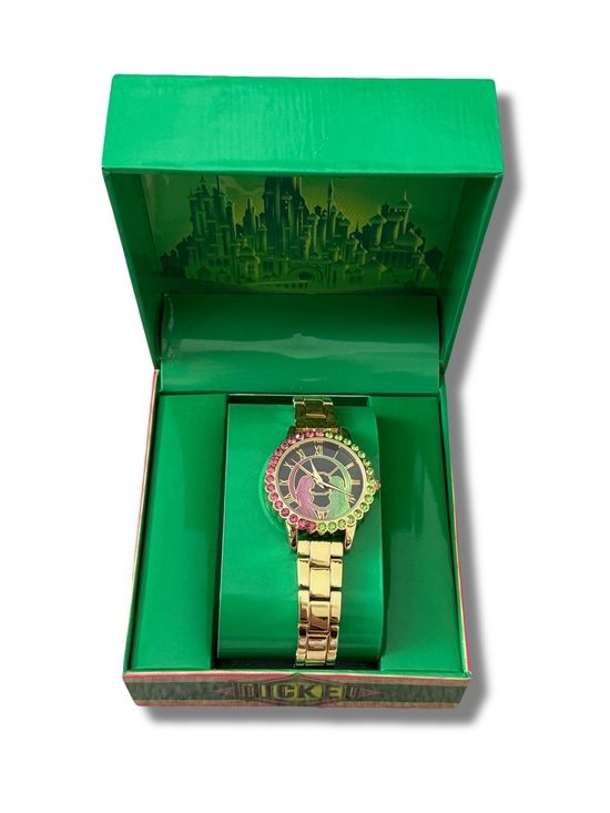Disney Accessories - Wicked Gold-tone watch with Pink and Green Crystal Accents